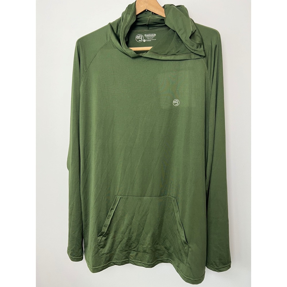 Baitium Mens XL Elite Performance Fishing Hoodie Olive Green Sun Shirt